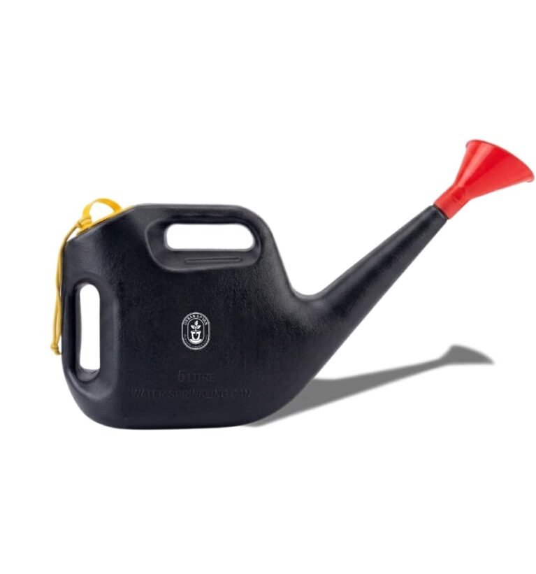 Urban Upvan Plastic Watering Can 5L | Ergonomic Handle for Comfortable Grip | Fade Resistant, Lightweight & Easy to Use | Durable | Includes Sprinkler Spout | Black