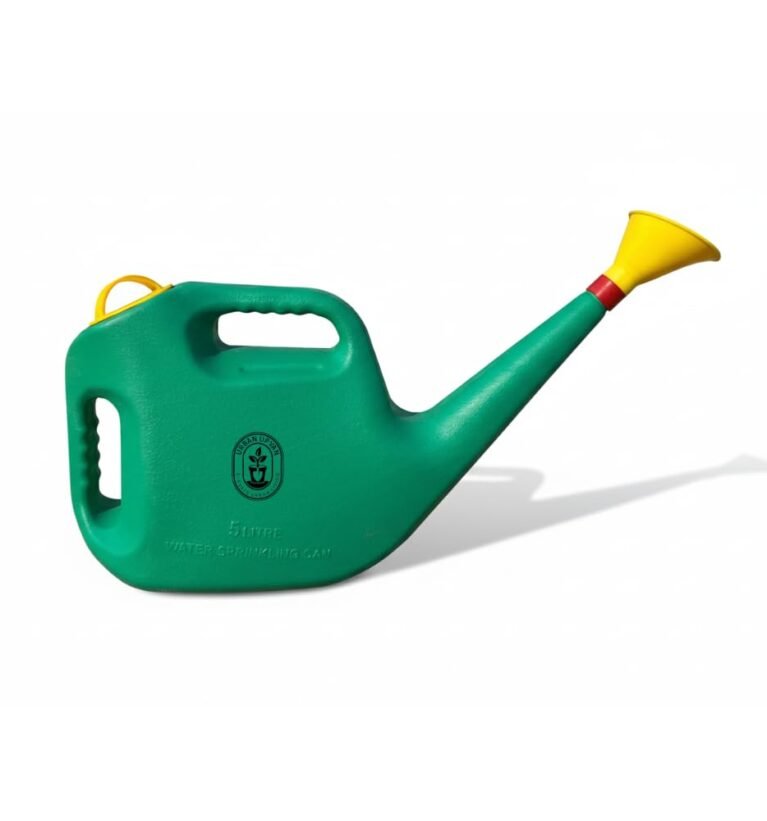 Urban Upvan Plastic Watering Can 5L | Ergonomic Handle for Comfortable Grip | Fade Resistant, Lightweight & Easy to Use | Durable | Includes Sprinkler Spout | Green