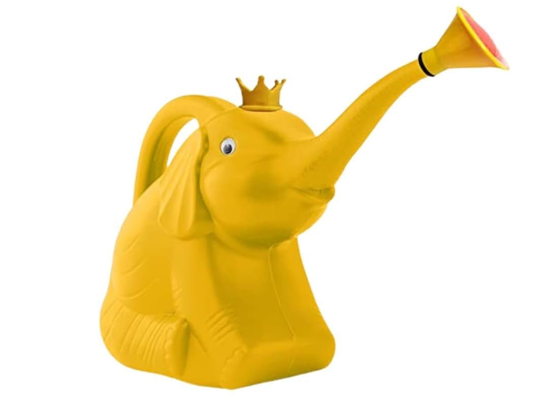 Elephant Shape Watering Can for Plants – 3 Liter Capacity, Yellow Plastic with Crown Design, Long Trunk Spout, Durable Garden Water Can.(3 Liter Water Capacity).639