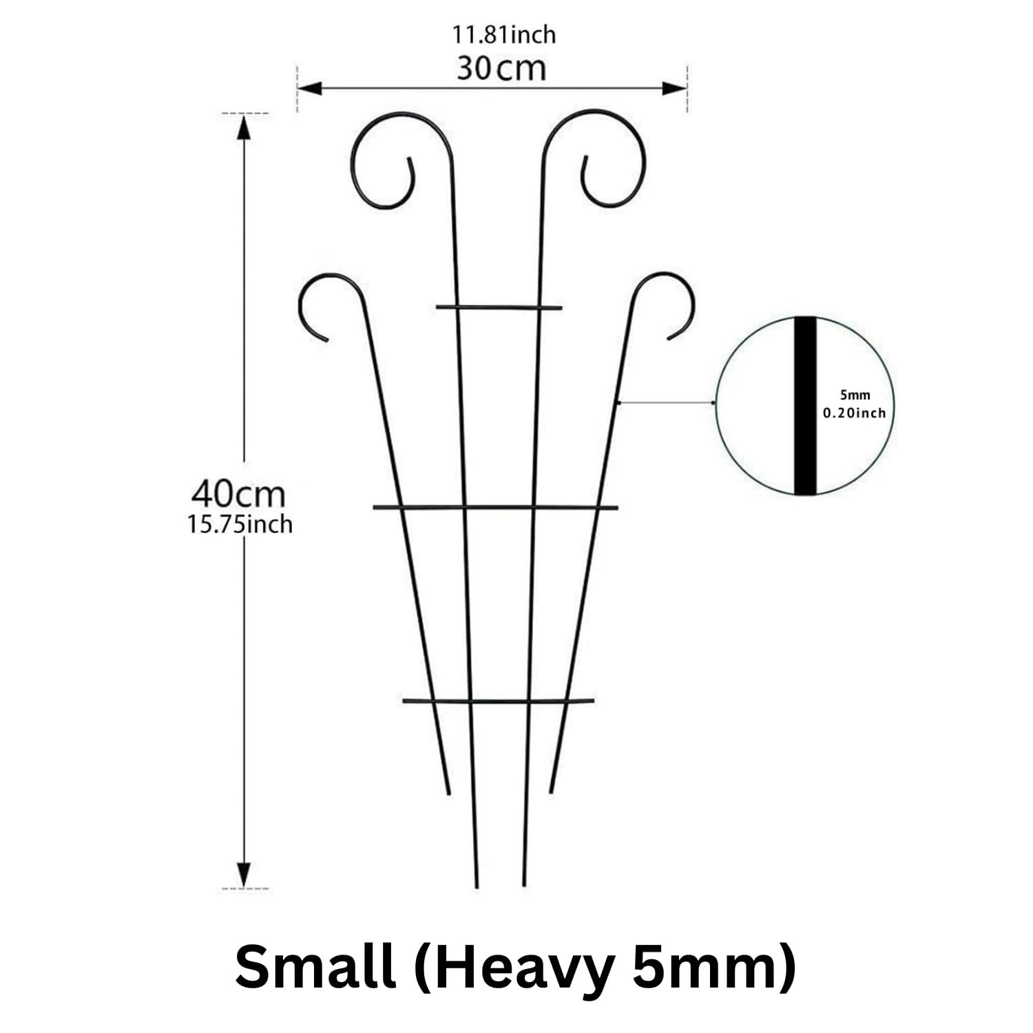 16 Inch Metal Climber Plant Support Stand | Garden Trellis for Indoor & Outdoor Plants | Decorative Plant Support for Balcony, Home, Office & Living Room Décor - Black (Small) - Image 3
