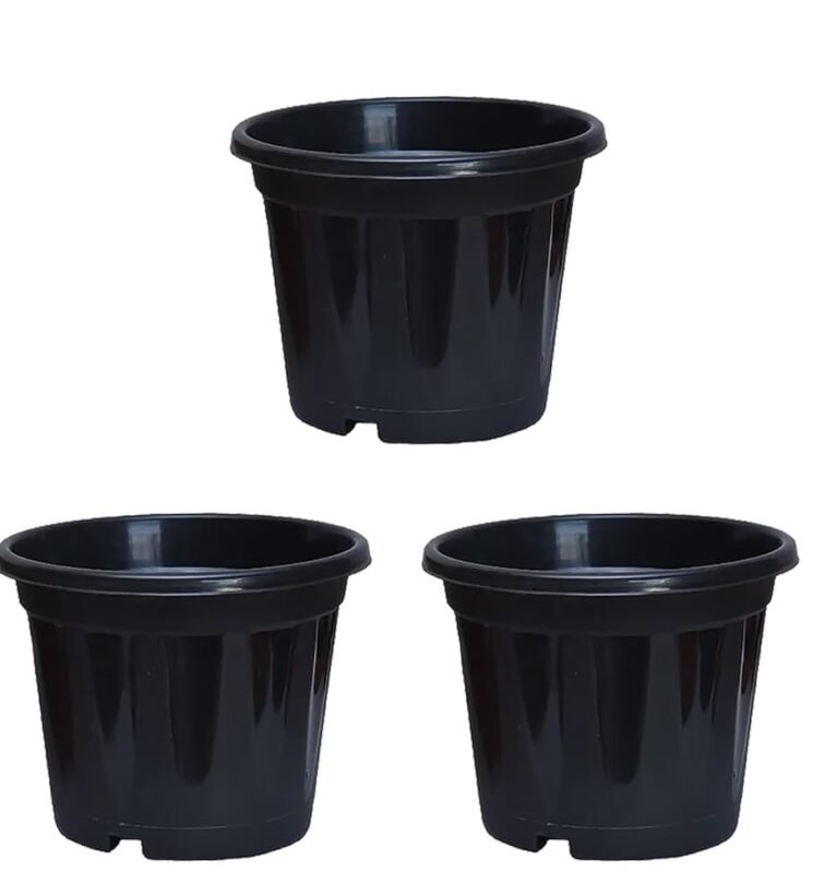 Heavy Duty Plastic Plant Pots | UV-Resistant Material | Indoor Outdoor Garden Planters (10inch Black Colour Set of 3 Plastic Pots)