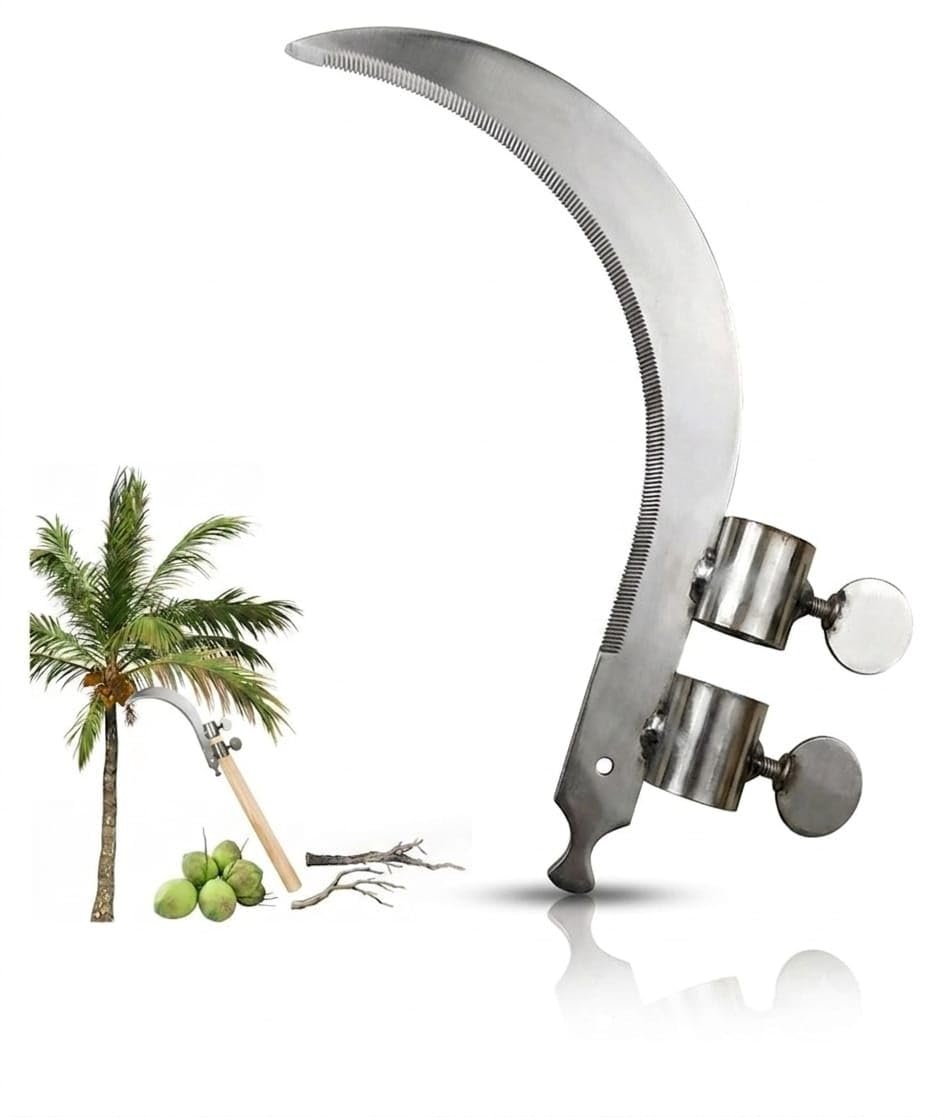 Heavy Duty Agricultural Hand Tool for Harvesting, Farming Gardening Steel Sickle Cutter Coconut Plucker Grass Sickle Cutter Head Tree Branch Cutting, Crop Harvesting - Image 4