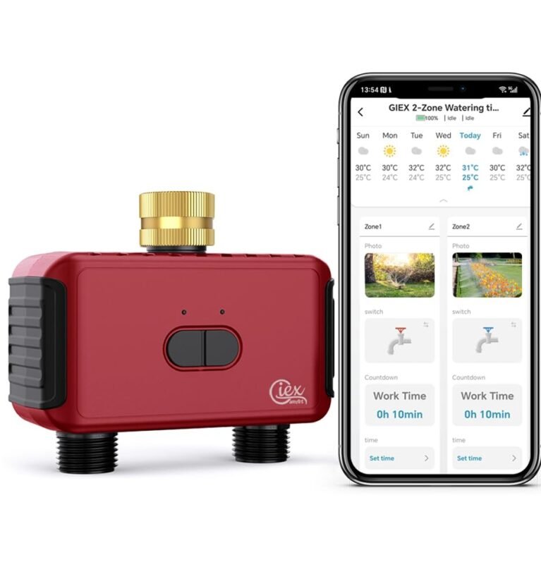 GIEX ZIGBEE 2-Zone Sprinkler Timer GX-03,Smart Irrigation Garden Hose Watering Controller Require TUYA Zigbee Hub, Support TUYA Smart Life