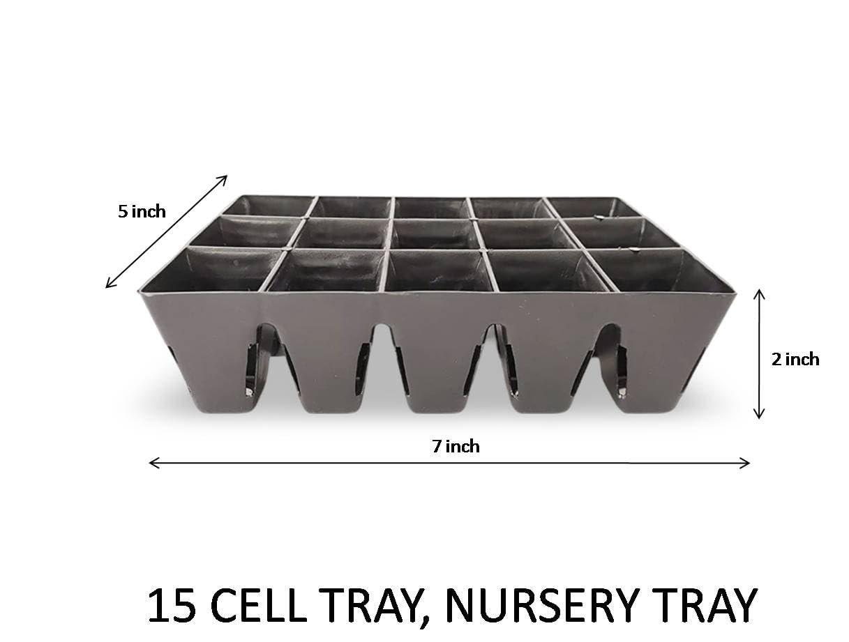 Seedling Tray for Germination and Seedling, Saffron Grow Tray, 15 Cells/pots | Pack of 1 Tray | Reusable, Square, Black - Image 3