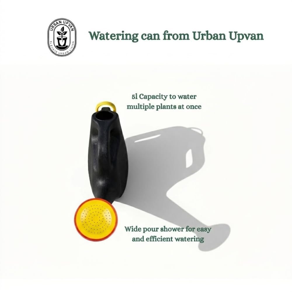 Urban Upvan Plastic Watering Can 5L | Ergonomic Handle for Comfortable Grip | Fade Resistant, Lightweight & Easy to Use | Durable | Includes Sprinkler Spout | Black - Image 5