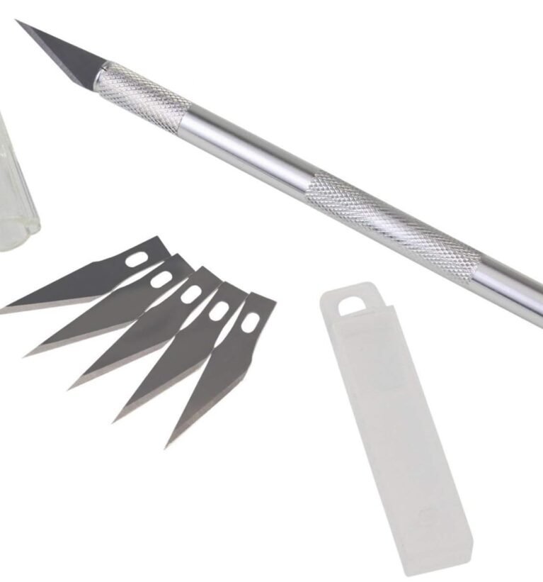 Precision Art Knife with 5 Interchangeable Sharp Blades for Carving & Mat Cutting Paper Cardboard Sheets Craft Razor Cutter Blade Art Pencil pack of 1