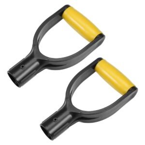 Shovel D Grip Handle, 32mm Inner Dia PVC for Digging Raking Tools Yellow 2Pcs
