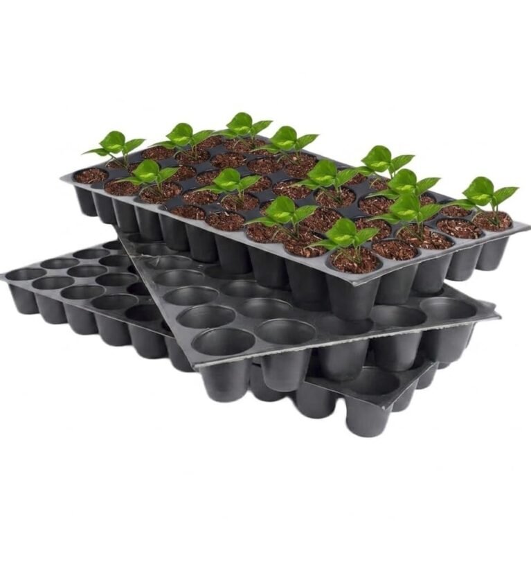 Reusable Seedling Tray - Pack of 3 (Black, 50 Holes/Tray) | Durable Plastic Germination Trays with Drainage Holes | Ideal for Seed Starting, Greenhouse, and Indoor Gardening