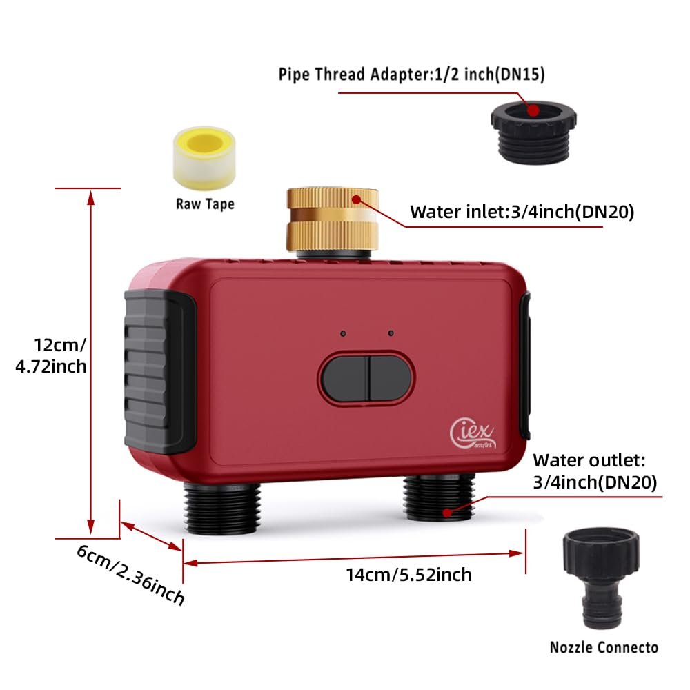 GIEX ZIGBEE 2-Zone Sprinkler Timer GX-03,Smart Irrigation Garden Hose Watering Controller Require TUYA Zigbee Hub, Support TUYA Smart Life - Image 7