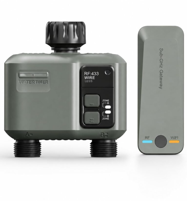Smart WiFi Water Timer 2-Zone Irrigation Controller - Wireless App Control |Alexa & Google Voice Compatible| Automatic Programmable |Sprinkler Timer with Gateway| Rain Delay | Green