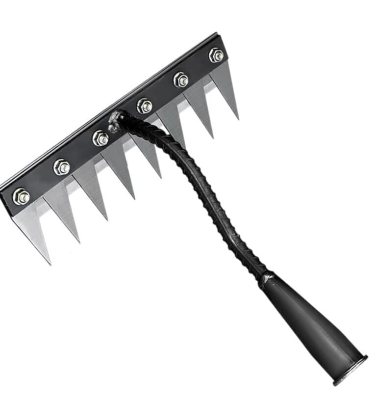 8-Tine Garden Rake Heavy Duty Carbon Steel Tool for Soil Loosening, Weeding, Lawn & Yard Cleaning | Manual Hand Cultivator Rake for Home Garden, Agriculture & Farm (8 Teeth)