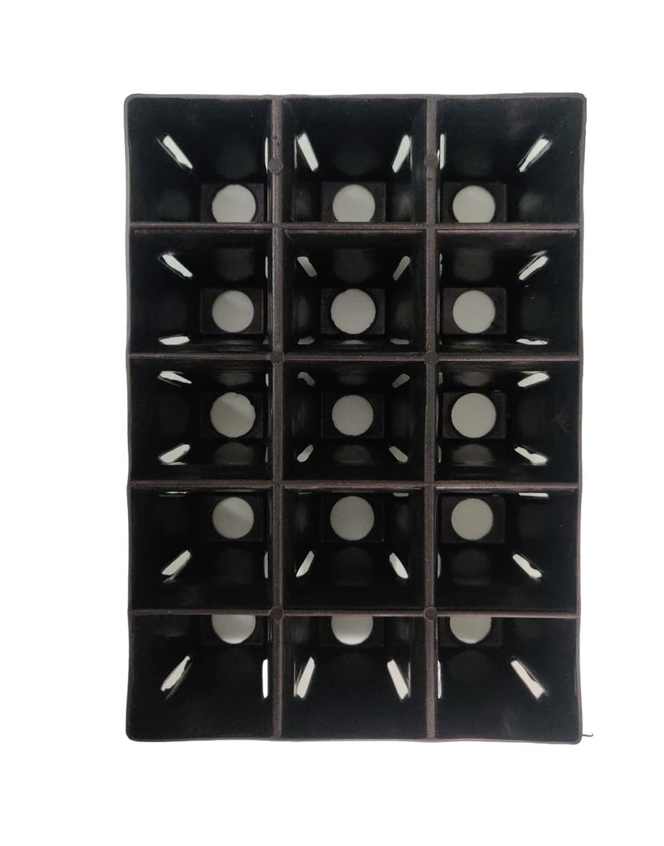 Seedling Tray for Germination and Seedling, Saffron Grow Tray, 15 Cells/pots | Pack of 1 Tray | Reusable, Square, Black - Image 7