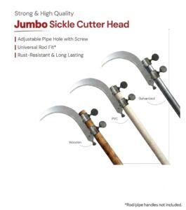 Heavy Duty Agricultural Hand Tool for Harvesting, Farming Gardening Steel Sickle Cutter Coconut Plucker Grass Sickle Cutter Head Tree Branch Cutting, Crop Harvesting