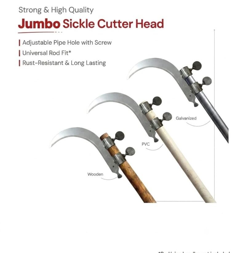 Heavy Duty Agricultural Hand Tool for Harvesting, Farming Gardening Steel Sickle Cutter Coconut Plucker Grass Sickle Cutter Head Tree Branch Cutting, Crop Harvesting