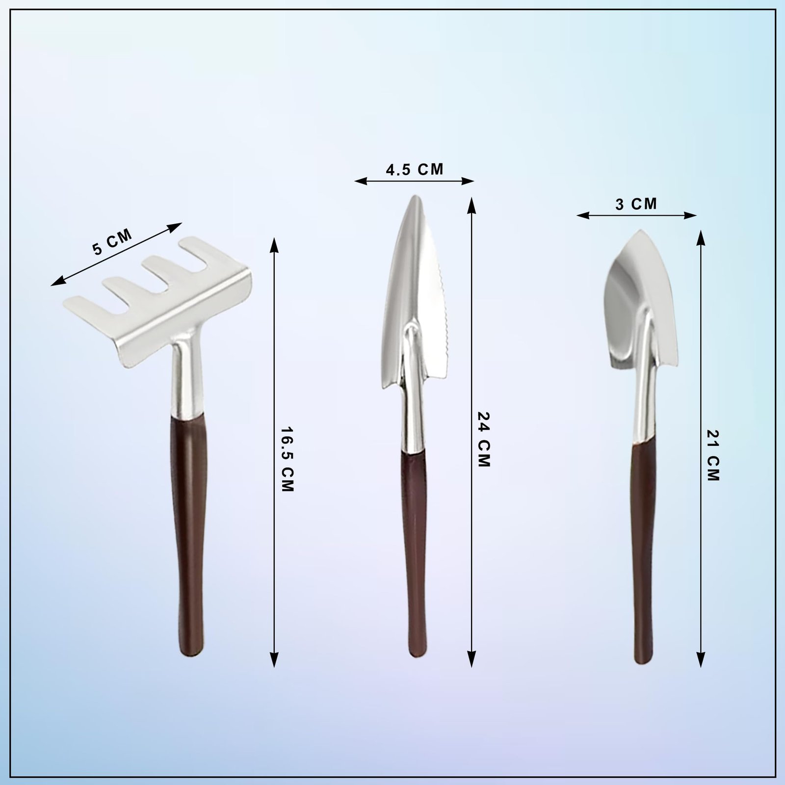 ® Garden Hand Tools 3 Pieces of Mini Garden Tools Trowel, Shovel, Cultivator, Outdoor and Indoor Portable Tool Set for Digging, Weeding, Planting - Image 6