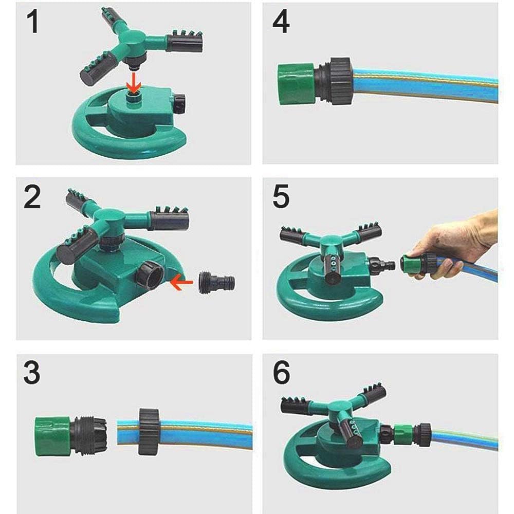 1 Pc Automatic 360 ° Rotating Adjustable Round 3 Arm Lawn Water Sprinkler for Watering Garden Plants/Pipe Hose Irrigation Yard Water Sprayer (Green) - Image 7