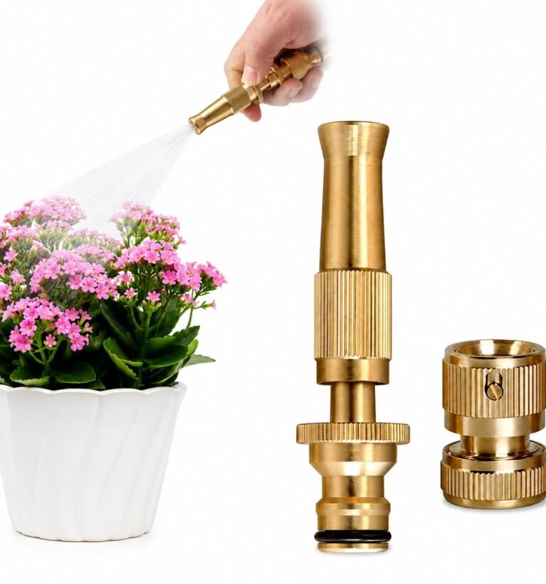 Brass Nozzle, Garden Hose Nozzle High Pressure Water Spray Gun, Water Pressure Gun for Car Wash, Heavy Duty Water Gun, Bike Wash Gun, Adjustable Spray Nozzle for Home, Garden & Vehicle Cleaning