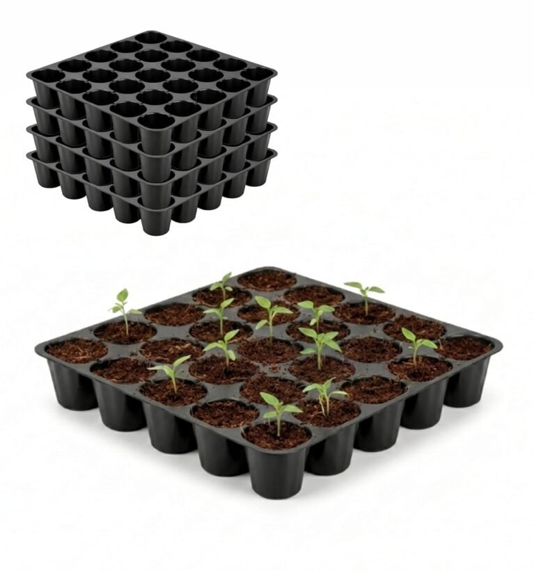 SJ Organics Seedling Tray for Plants - Pack of 5 (25 Cells Each) | Reusable Germination Tray with Drainage Holes | Plastic Nursery Tray for Seed Starting & Indoor Gardening