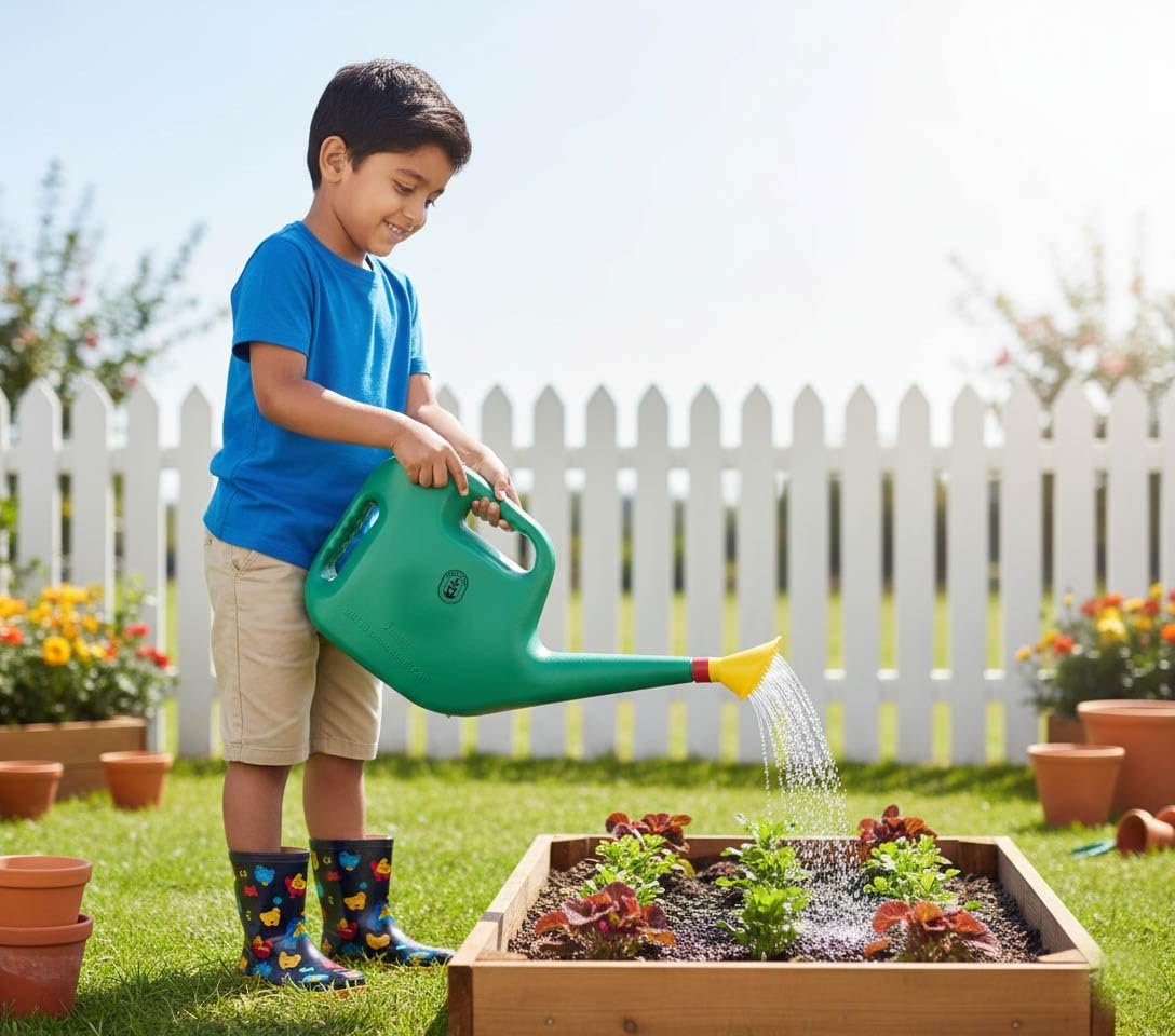 Urban Upvan Plastic Watering Can 5L | Ergonomic Handle for Comfortable Grip | Fade Resistant, Lightweight & Easy to Use | Durable | Includes Sprinkler Spout | Green - Image 7