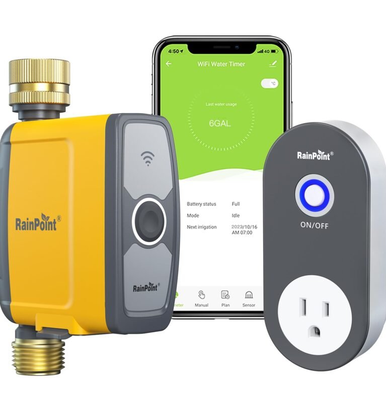 WiFi Water Timer, Smart Hose Timer for Garden Hose, WiFi Irrigation Controller, Smart Sprinkler System Valve, APP & Voice Control, Weather-Based Automatic Rain Delay, Brass Inlet & Outlet