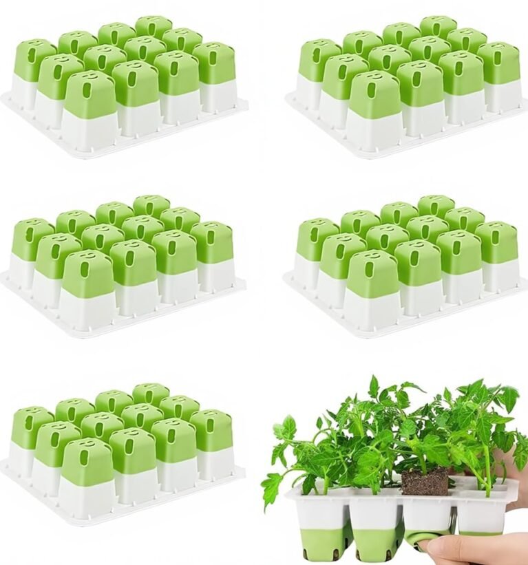 Seedling Tray 5 Pcs, 12-Cavity, Silicone Bottom for Germination