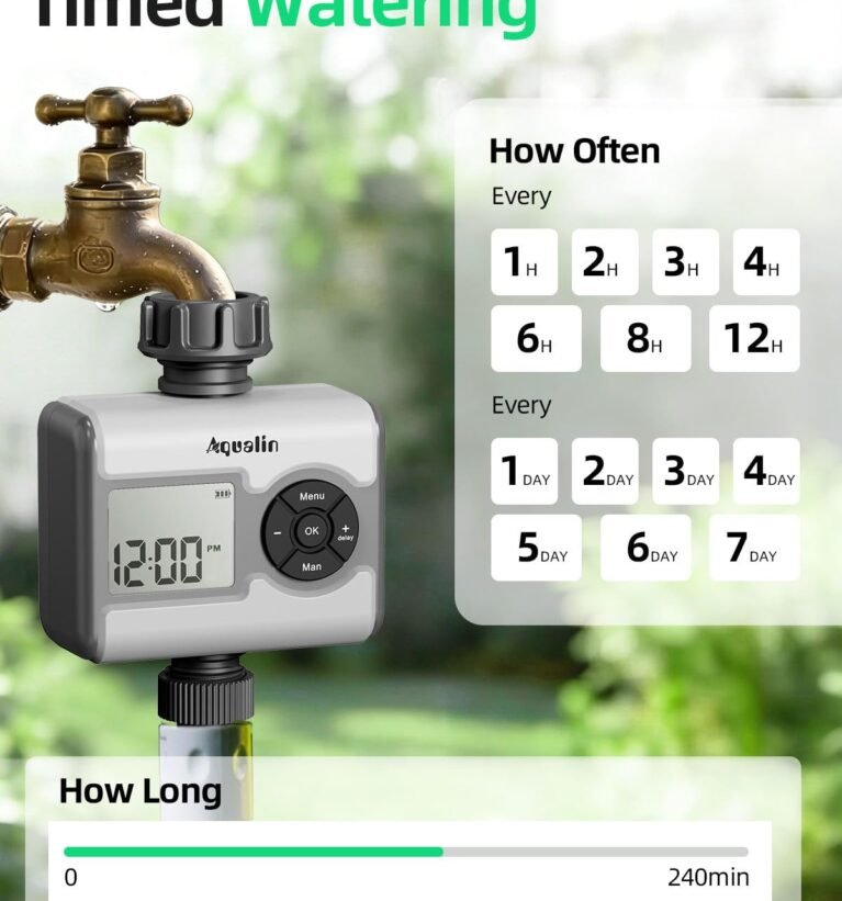 Single Zone LCD Ball Valve Water Timer for Garden | 3 Independent Watering Programs | Works at Zero Pressure | Universal Tap Adapter Included | Rain Sensor Port
