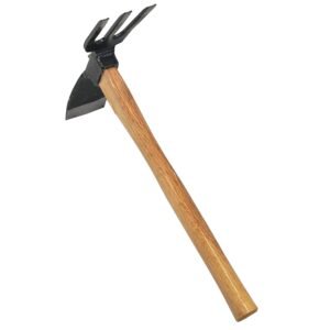 Hoe Cultivator Combo Hand Tiller 14-3/4" Heavy Duty Hand Forged Japanese Steel Blade, Japanese Gardening Tool for Digging, Raking, Cultivating, Weeding, Made in Japan