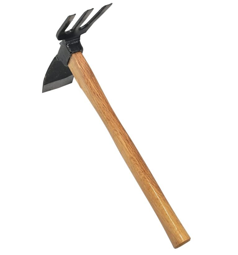 Hoe Cultivator Combo Hand Tiller 14-3/4" Heavy Duty Hand Forged Japanese Steel Blade, Japanese Gardening Tool for Digging, Raking, Cultivating, Weeding, Made in Japan