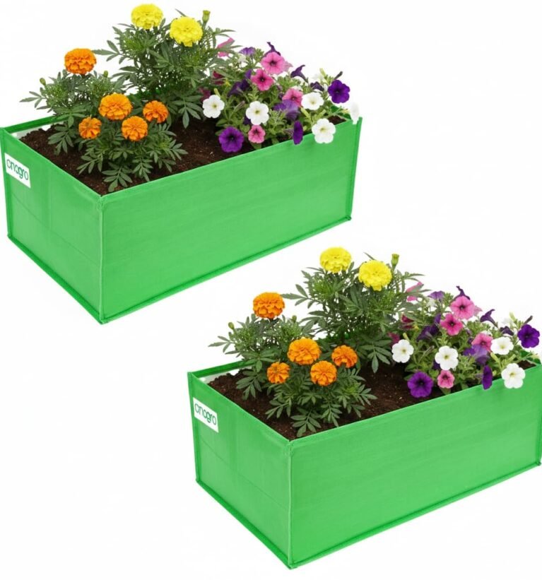 260 GSM Premium HDPE Grow Bag 24x18 Inch, Pack of 2, Green, Square