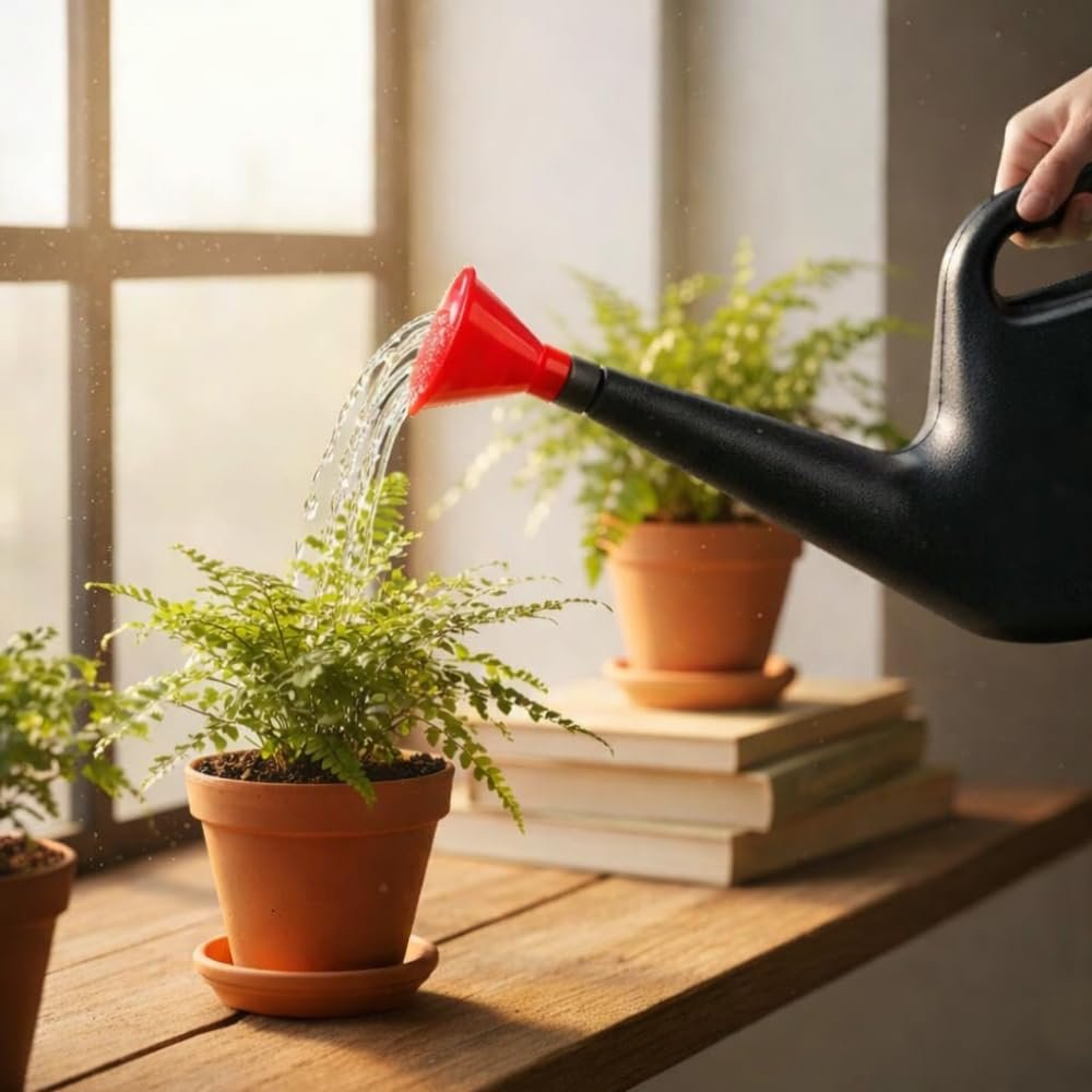 Urban Upvan Plastic Watering Can 5L | Ergonomic Handle for Comfortable Grip | Fade Resistant, Lightweight & Easy to Use | Durable | Includes Sprinkler Spout | Black - Image 8