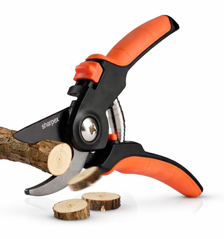Heavy Duty 8 Inch Garden Bypass Pruning Shears | SK5 Carbon Steel Teflon Coated Blade | Tree Trimmer Secateurs, Plant Cutter for Home Gardening, Branch Pruner, Garden Tool