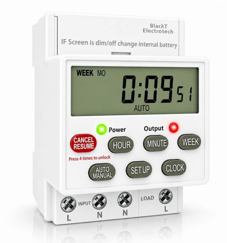 BT41D5 Digital Timer Switch 30A, 230V | Programmable Timer with 24 ON/Off Programs, Cyclic & Manual Start/Stop Delay | for Geyser, Water Pump, Lights, & Motors