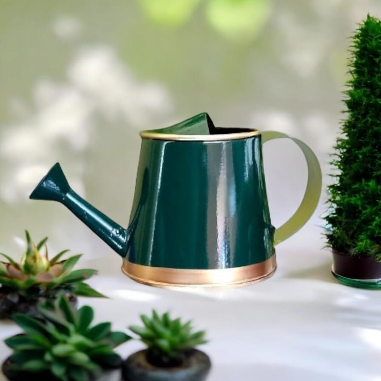 250 ml Mini Garden Watering Can for Plants for Kids (WC6: Kids with Gold Border, Green)