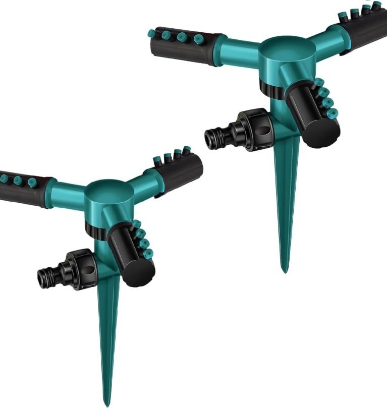Pack of 2 Lawn Sprinkler Automatic 360 Rotating Garden Water sprinklers with 45° Adjustable Arms for Large Coverage Area, Gardening Watering Systems