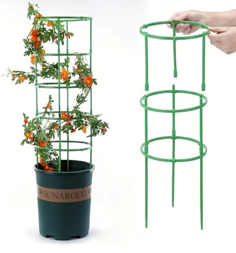 Plant Support - 3 Layer Stakes & Ring Plastic Plant Cage Holder for Flower Pots, Climbing & Vegetable Trellis (Pack of 1)