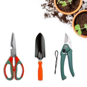 Garden Tools Kit Set of 3, Pruning Shears, Garden Trowel & Scissor