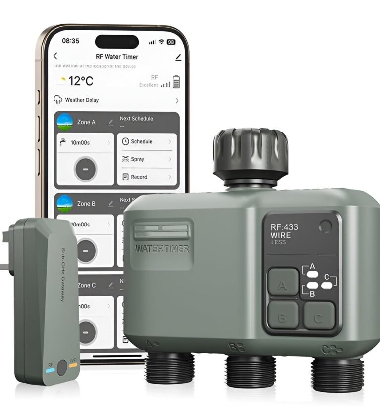 HCT-638 Smart WiFi 3-Zone Water Timer | 500m(1640ft) Long-Range Support Between Gateway & Timer | Automatic Drip Irrigation | APP Control, Alexa, Google Voice | Sprinkler Controller, Rain Delay