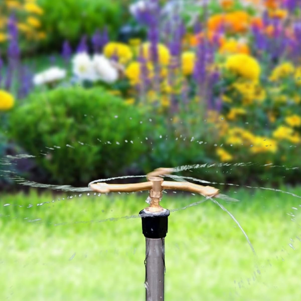 Brass 3-Head Rotating Sprinkler for Garden Watering 360° Irrigation - Image 6