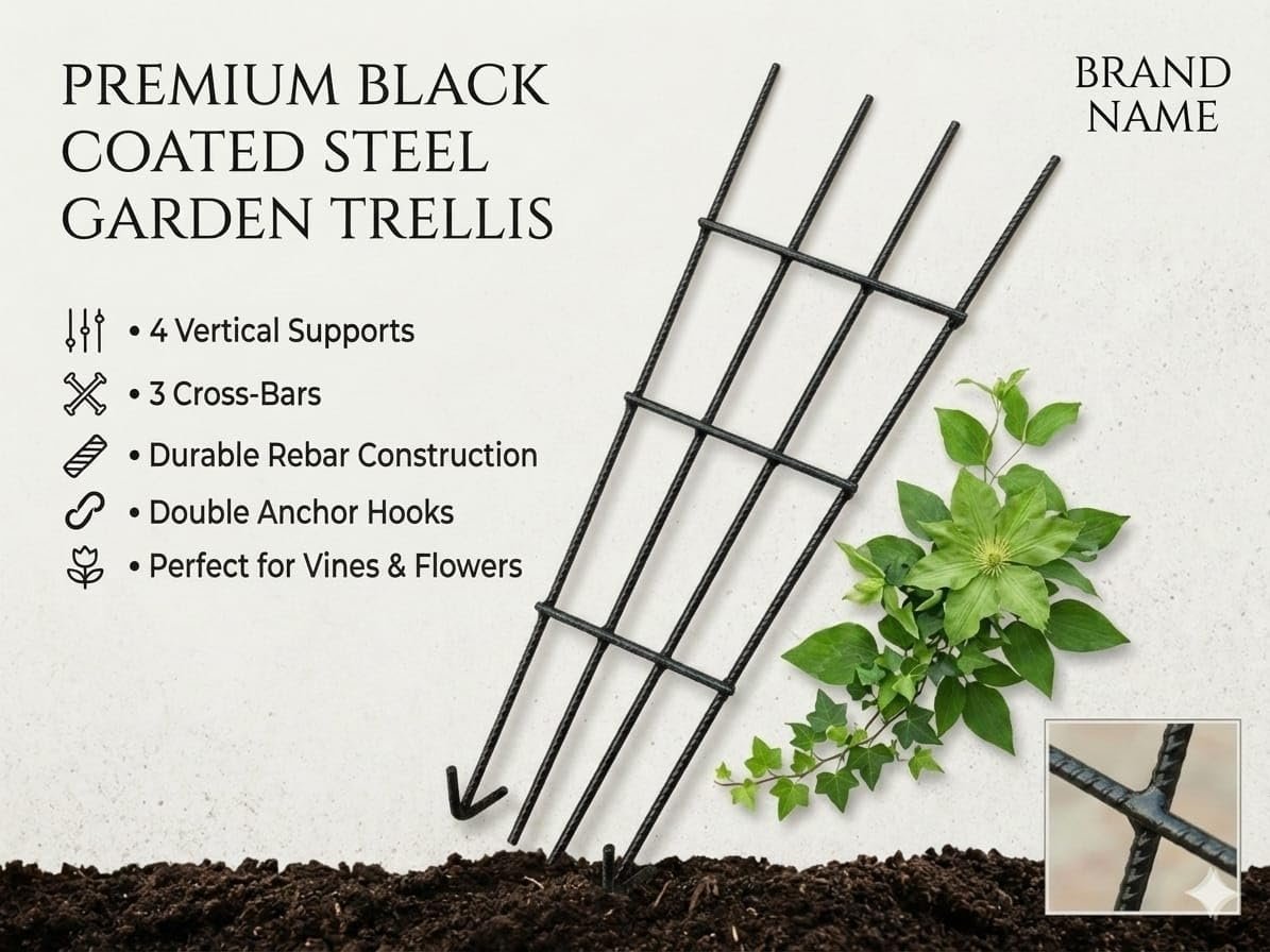Plant Trellis - Durable Support for Climbing Plants, Vines, and Creepers, Ideal for Indoor and Outdoor Gardening Use (5) - Image 5