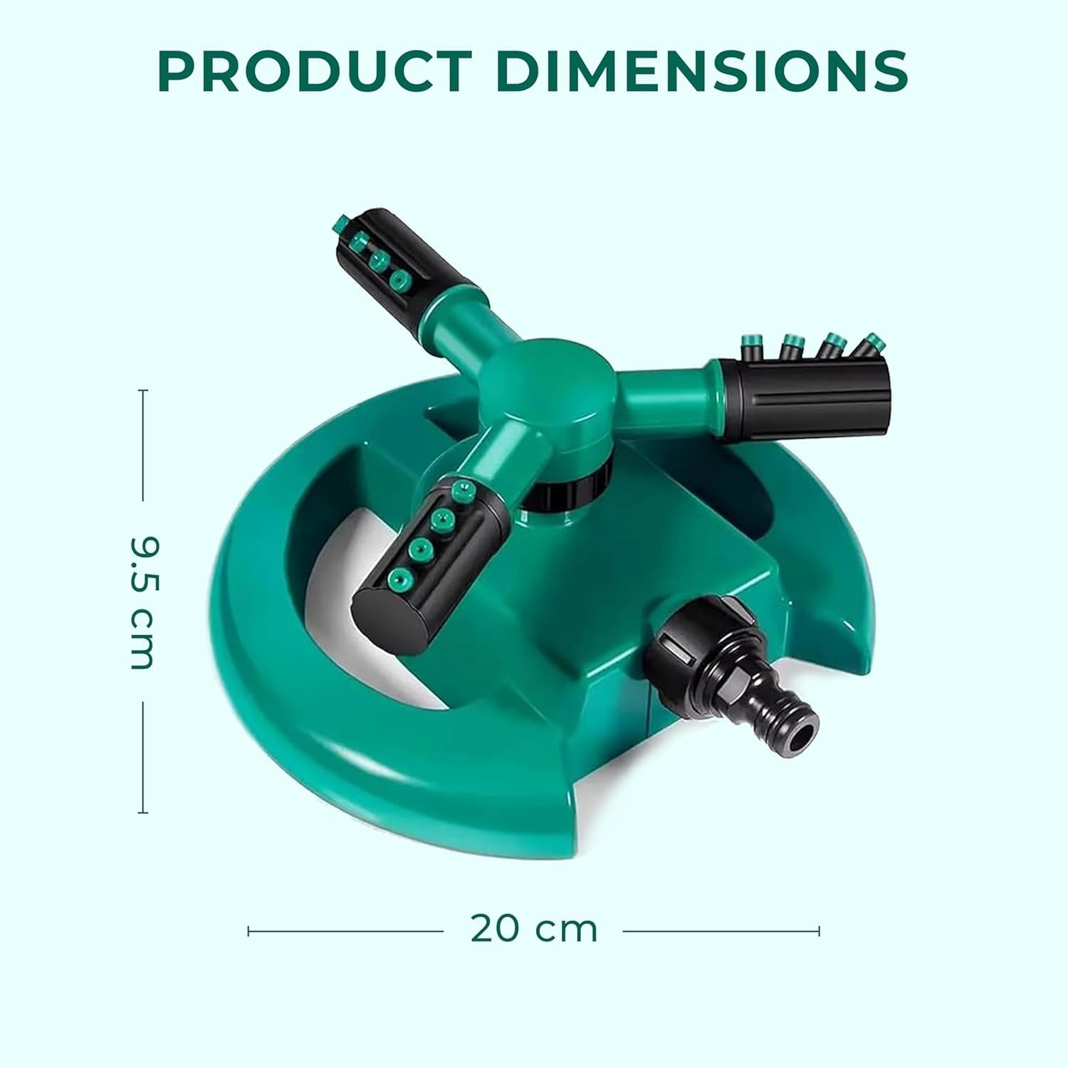 1 Pc Automatic 360 ° Rotating Adjustable Round 3 Arm Lawn Water Sprinkler for Watering Garden Plants/Pipe Hose Irrigation Yard Water Sprayer (Green) - Image 6