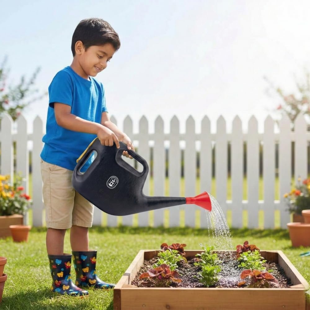 Urban Upvan Plastic Watering Can 5L | Ergonomic Handle for Comfortable Grip | Fade Resistant, Lightweight & Easy to Use | Durable | Includes Sprinkler Spout | Black - Image 6