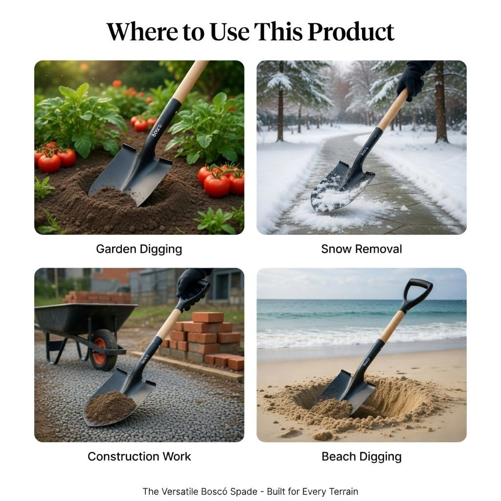 Small Multi-Purpose Shovel for Outdoor, Gardening, Engineering, Camping&Construction Rust-Resistant Steel Blade Compact&Durable Tool for Digging,Lifting,Moving Heavy Duty Shovel with D Handle - Image 9