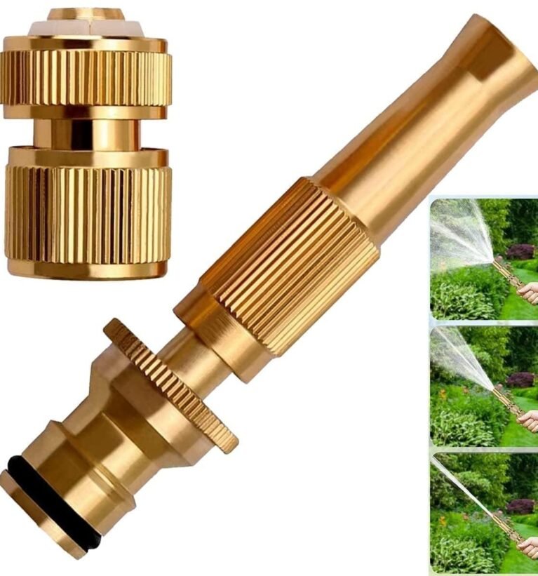Brass Hose Nozzle – High Pressure Jet Nozzles, Heavy Duty Sprayer for Garden Hoses, Adjustable Spray Gun, Solid Twist Water Hose Nozzle for Garden & Car Wash