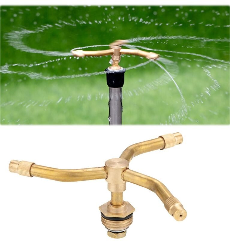 Brass 3-Head Rotating Sprinkler for Garden Watering 360° Irrigation