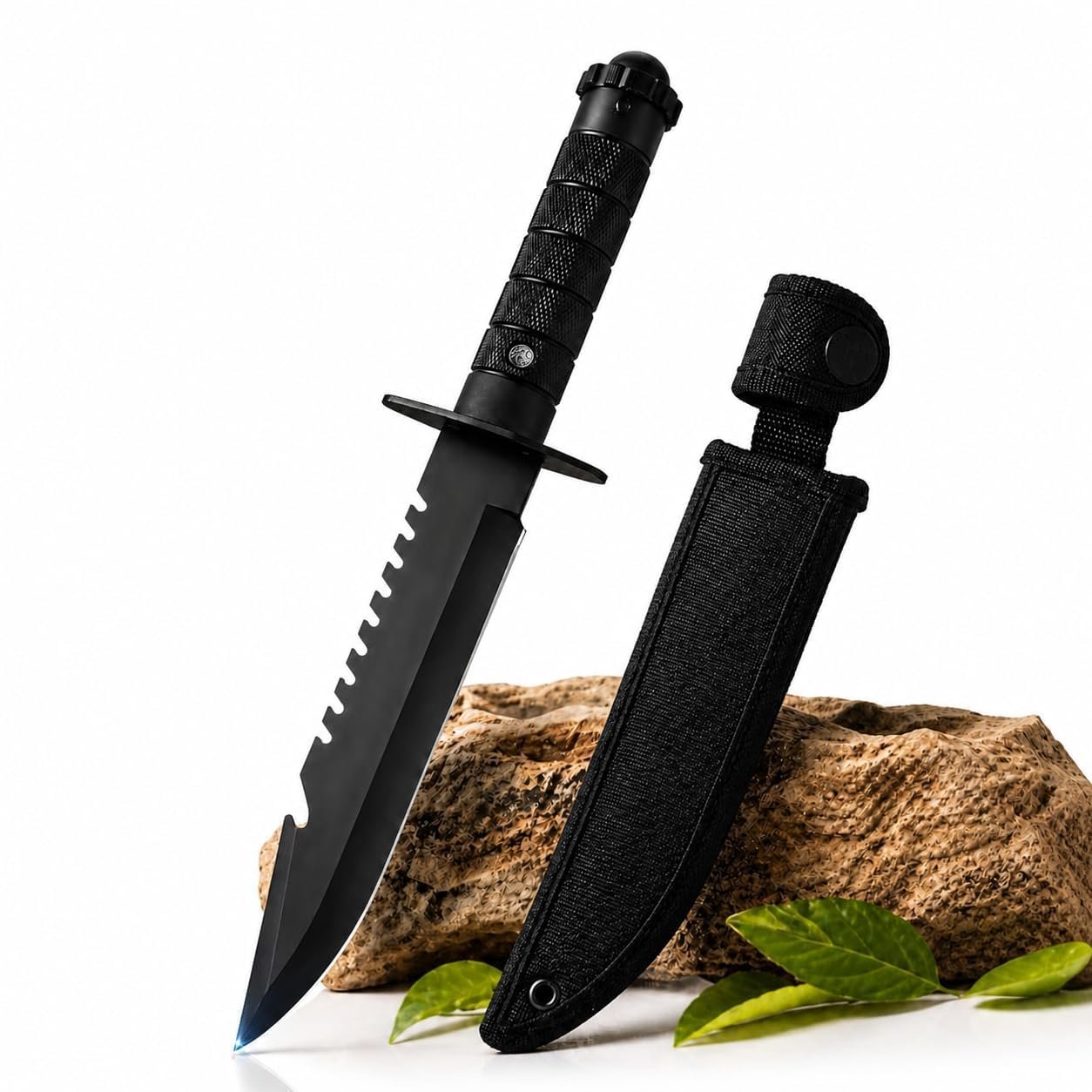 Carbon Steel Kitchen Knife with Cover | Ultra Sharp Chef Knife for Cutting Fruits Vegetables & Meat | Black Utility Knife | Ergonomic Anti-Slip Handle (Black, 1 Pc)