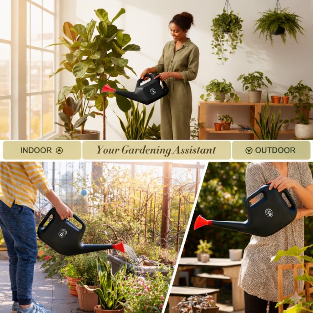 Urban Upvan Plastic Watering Can 5L | Ergonomic Handle for Comfortable Grip | Fade Resistant, Lightweight & Easy to Use | Durable | Includes Sprinkler Spout | Black - Image 9