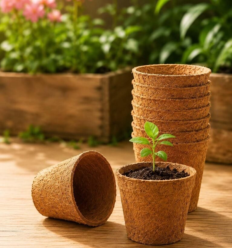 Coco Coir Seed Starter 4" Pot - Biodegradable Germination Planter for Healthy Plant Growth (Pack of 10, 4 Inch)