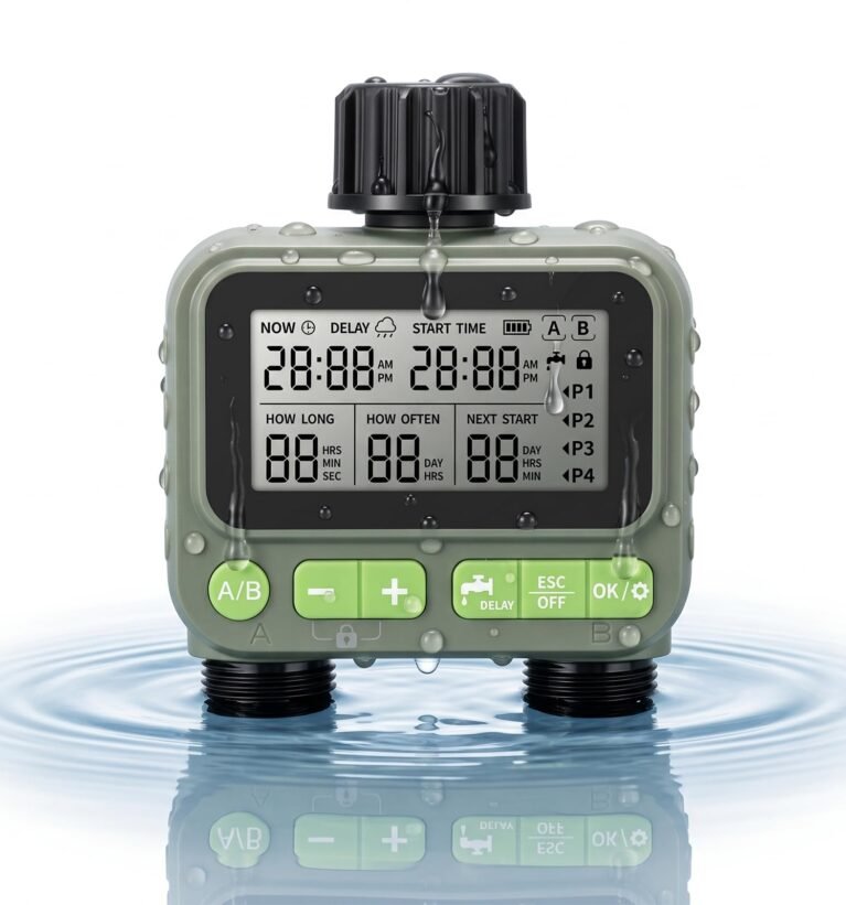 Sprinkler Timer/Water Timer for Garden Hose-8Prog, RainDelay, ChildLock, IP65