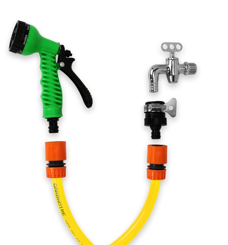 1/2" Tap Adapter,1/2" Quick Connector(2Pc) & 7 Pattern Sprayer Nozzle for Hose Pipe Gardening,Flower,Plants,Bike Wash Equipment|Multi-Uses Cleaning,Showering Pet & Washing Cars -(Set of 4)