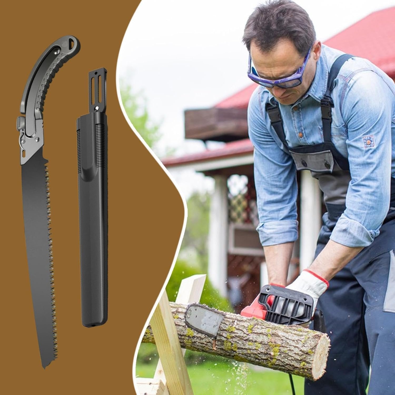 Hand Saw for Wood Cutting, Folding Tree Pruning Saw with Safety Lock, Portable Wood Cutter Tool, Ergonomic Comfort Grip Handle, Sharp Serrated Blade for Gardening, Camping, Outdoor & Farm Use (BL) - Image 3